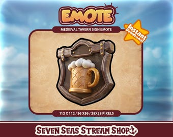 Medieval Tavern Sign Emote // Fantasy Tabletop TTRPG Tankard Drinking Streamer Graphic // Instant Download // Twitch, Discord, YouTube