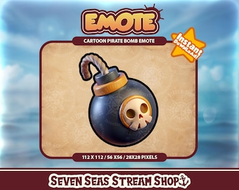 Pirate Bomb Emote // Swashbuckling Piracy Explosive Grenade Cannonball Streamer Graphic // Instant Download // Twitch, Discord, YouTube