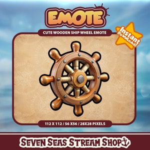 Cute Wooden Ship Wheel Emote // Swashbuckling Nautical Naval Pirate Streamer Graphic // Instant Download // Twitch, Discord, YouTube