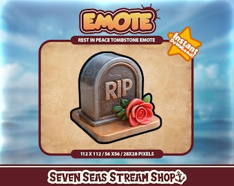 Rest In Peace Tombstone Emote // RIP Headstone Gravestone Grave Death Dead Streamer Graphic // Instant Download // Twitch, Discord, YouTube