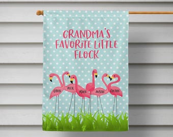 Personalized Garden Flag Gifts for Nana from Grandkids Grandma&#39;s Favorite Flock Cute Flamingo Custom Name Welcome Flag, Mother&#39;s Day Gift