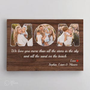 Mom Custom Photo - Customizable Dark Wood Background Canvas Framed, Custom Photo Canvas for Mother, Mother&#39;s Day Canvas, Gift for Mom