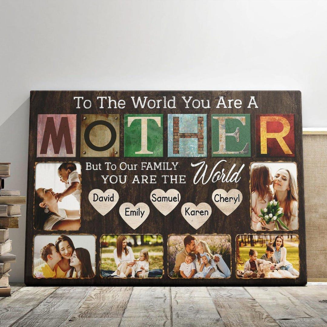 Personalized Mom Canvas - Children With Up to 2 Pets - Mother's Day Gift For Mom - We Love You main image 1