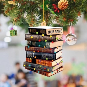 Personalized Books Ornament, Vintage Books Christmas Light Ornament, Books Ornament Gift, Books Ornament Decor, Books Lover