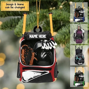 Personalisierte Baseballtasche Verzierung, Baseballspieler Ausrüstung Acryl Verzierung, Baseball Benutzerdefinierter Name Andenken, Baseball Weihnachtsverzierung