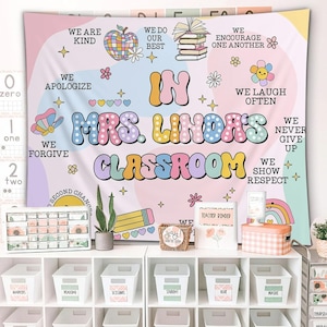 Custom Teacher Tapestry Classroom Tapestries, Custom Teachers Name Gift Classroom Banner, Teacher Appreciation Gifts, Back To School Gift