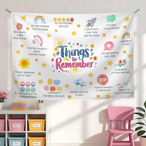 Positive Classroom Tapestry, Classroom Decor, Therapy Teacher Tapestry, Teacher Gifts, Things to Remember Banner, Back To School Tapestries