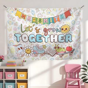 Welcome Back to School Tapestry, Cute Classroom Wall Decor, Teacher Backdrop Banner, Kawaii School Theme Decoration