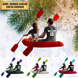 Personalized Kayak Couple Christmas Ornament, Custom Kayak Ornament, Gift For Kayaker Parter, Paddling Keepsake Gift, River Kayak Trip Decor