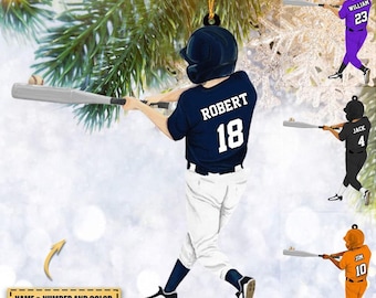 Personalisierte Baseball Jungen Acryl Weihnachtsverzierung, Baseball Spieler Ornament, Baseball Andenken, Baseball Weihnachtsverzierung