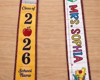 Personalized Teacher Graduation Stole, Custom Name Teacher Sash 2026, Class Of 2026 Teacher Stole, Cute School Graduation Gift