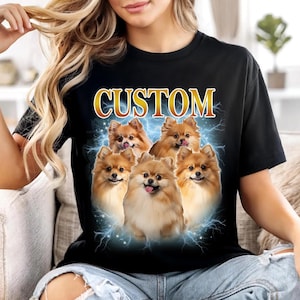 Personalisiertes Vintage Bootleg Haustier-Shirt Haustierfoto + Name Personalisiertes Hundeportrait Personalisiertes T-Shirts Katzen-Shirt 90&#39;s Tee