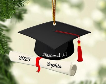 Adorno de birrete de graduación personalizado: regalo acrílico de la clase de 2025