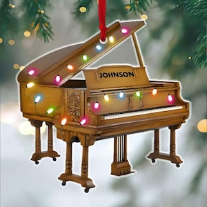 Personalized Piano Christmas Ornament, Piano 2D Flat Ornament Lover Gift, Piano Acrylic Ornament, Musician Gift, Piano Player Ornament