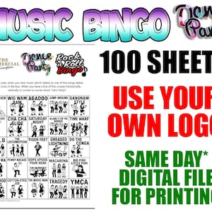 Music Bingo with Personalisation - 100 sheets - Dance Party