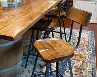 Bar Stools Counter Height, Bar Stools With Backs, Farmhouse Bar Stools, Industrial Counter Stools, Scooped Seat Bar Stools, Reclaimed Wood