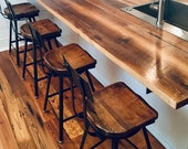 Scooped Seat Brew Haus Industrial Bar Stool, Bar Stools With Backs, Counter Stools, Reclaimed Wood Stools, Farmhouse Stools, Wood Bar Chairs
