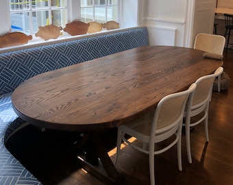 FREE SHIPPING - The Turnbridge Rustic Refined Oval Dining Table, Solid Wormy Chestnut Vintage Farmhouse Dining Table, Racetrack Shape Table