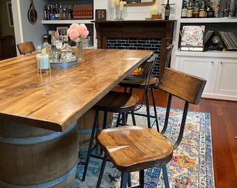 Classic Scooped Seat Bar Stools with Backs - Mid Century Modern Counter Height Stool - Industrial Bar Stool with Back Rest