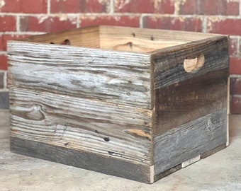 Rustic Reclaimed Wood Crate Ideal For Storage Organization Or Shelf Display - Vintage Wood Apple Crate - Industrial Wooden Box Home Decor