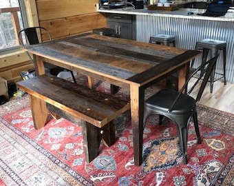 Reclaimed Barn Wood Kitchen Table: Rustic Farmhouse Style