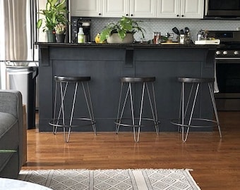 Hairpin Tripod Leg Barstools: Reclaimed Wood Modern Industrial Bar Stool/Counter Stool