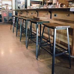 Saddle Seat Bar Stools, Counter Stools, Bar Stools Counter Height, Kitchen Island Stools, Reclaimed Wood Bar Stools, Industrial Metal Stools