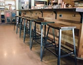 Industrial Chic Reclaimed Wood Bar Stools, Counter Height Stools, Saddle Stools, Industrial Metal Stools, Vintage Bar Stools, Kitchen Stools