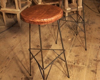 Extra Tall Bar Stools, Counter Stools, Tall Barstools, Industrial Bar Stools, Reclaimed Wood Stools, Metal Bar Stools, 3 Leg Rebar Stools