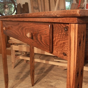 Reclaimed Wood Writing Desk with Drawer - Shaker Style Solid Chestnut Desk - Rustic Home Office Table or Entryway Console