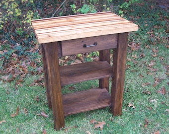 Reclaimed Wood Butcher Block Kitchen Island with Drawers