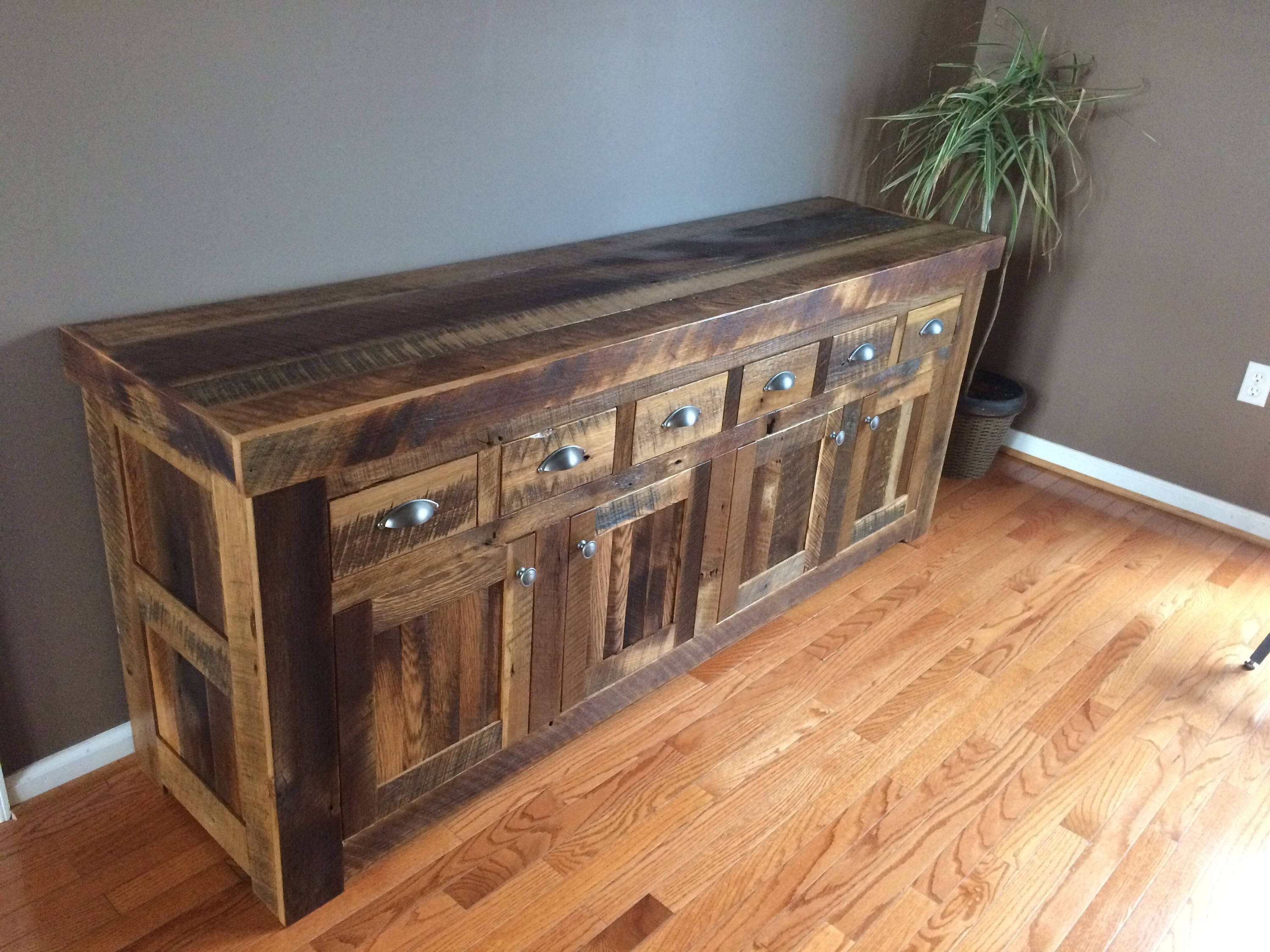 Sideboard Buffet Primitive Chestnut Hutch Rustic Kitchen