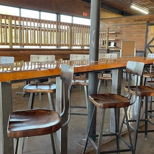 Bar Stools With Backs, Counter Stools, Rustic Farmhouse Bar Stools, Scooped Seat Brew Haus, Counter Height Stools, Reclaimed Wood Bar Stools image 3