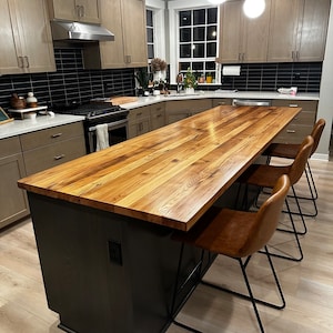 Custom Wormy Chestnut Butcher Block Countertops Reclaimed Wood Kitchen Island Butcher Block Tops Kitchen Solid Reclaimed Wood Countertop image 1