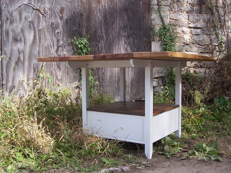 Reclaimed Wood Kitchen Island, Wood Island Base, Wood Butcher Block, Solid Wood Island, Storage Kitchen Table, Kitchen Table With Drawers image 2