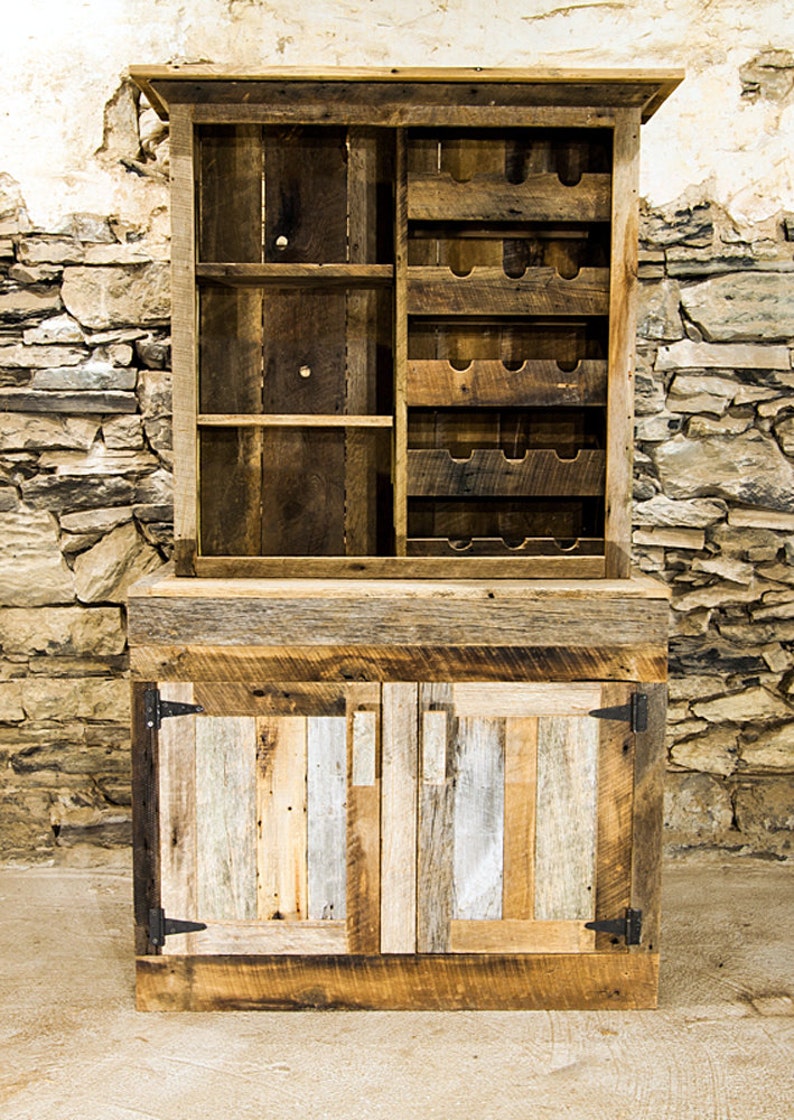 Liquor Cabinet, Wine Cabinet, Rustic Wine Rack /Free Shipping/ Wood Wine Rack, Coffee Cabinet, Western Decor, Bar Cabinet, Wood Mini Bar image 1