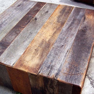 Extra Large Reclaimed Wood Square Coffee Table, Floating Coffee Table, Reclaimed Barn Wood Coffee Table, Rustic Chic Coffee Table, Holiday image 5