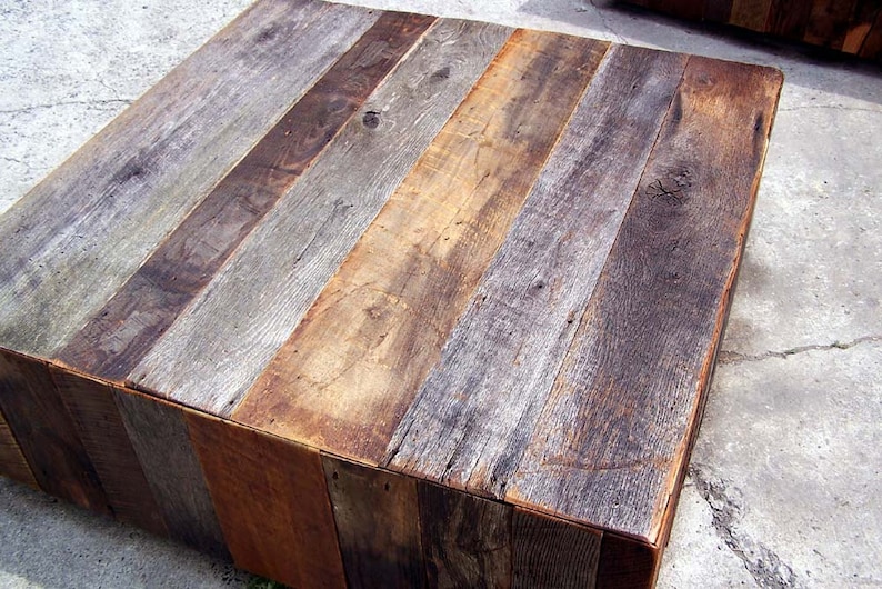 Extra Large Reclaimed Wood Square Coffee Table, Floating Coffee Table, Reclaimed Barn Wood Coffee Table, Rustic Chic Coffee Table, Holiday image 5