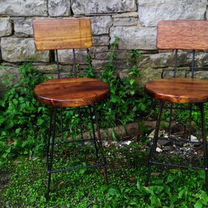FREE SHIPPING - Extra Large Bar Stools With Back, Counter Height Stools, Farmhouse Stools, Restaurant Bar Stools, Industrial Rebar Bar Stool