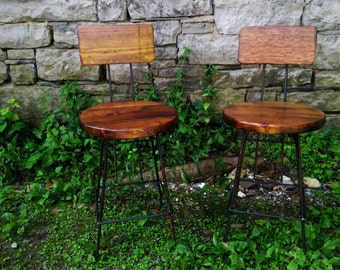 FREE SHIPPING - Bar Stools With Back, Counter Height Stools, Farmhouse Stools, Restaurant Bar Stools, Comfy Rebar Stools, Garage Bar Stool