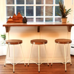 Vintage Tripod Bar Stools - Counter Stools, Mid-Century Modern 3 Legged Stool, Industrial Modern Kitchen Island Stools