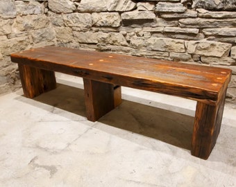 FREE SHIPPING - Timber Bench, Entryway Bench, Hall Bench, Solid Slab Bench, Reclaimed Wood Bench, Farmhouse Bench, Wood Тimber Bench, Rustic