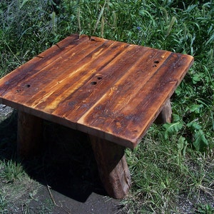 Rustic Coffee Table, Square Wood Table, Modern Farmhouse Coffee Table, Bohemian Home Decor, Hand Hewn Table, Pine Coffee Table, Handmade image 2