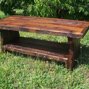 Rustic Coffee Table, Solid Wood Table, Pine Coffee Table, Heart Pine Coffee Table, Farmhouse Table, Indoor Coffee Table, Patio Furniture image 1