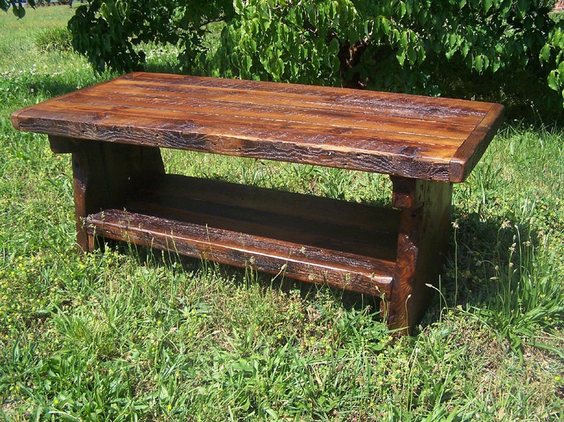 Rustic Coffee Table, Solid Wood Table, Pine Coffee Table, Heart Pine Coffee Table, Farmhouse Table, Indoor Coffee Table, Patio Furniture image 1
