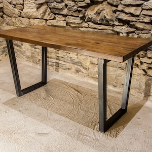The Rappahannock, Reclaimed Wood Custom Made Wood Trestle Dining Table, Industrial Farmhouse Dining Table, Rustic Style, Metal Frame