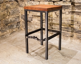 The Right Proper Barstool Square Reclaimed Wood Bar Stool ~ Backless Counter Height Stool ~ Industrial Rustic Kitchen & Bar Furniture