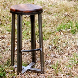 Free Shipping- THE SEATTLE- Counter stool modern with industrial design - Backless bar stool counter height - Reclaimed wood counter stool