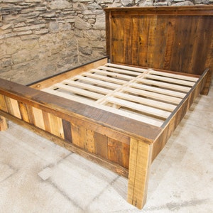 Reclaimed Wood Bed Frames, Barnwood Bed Platform, Rustic Bed Frame, Metal Bed Frame, Wood Bed Platform, Farmhouse Bed Frame, Cabin Furniture