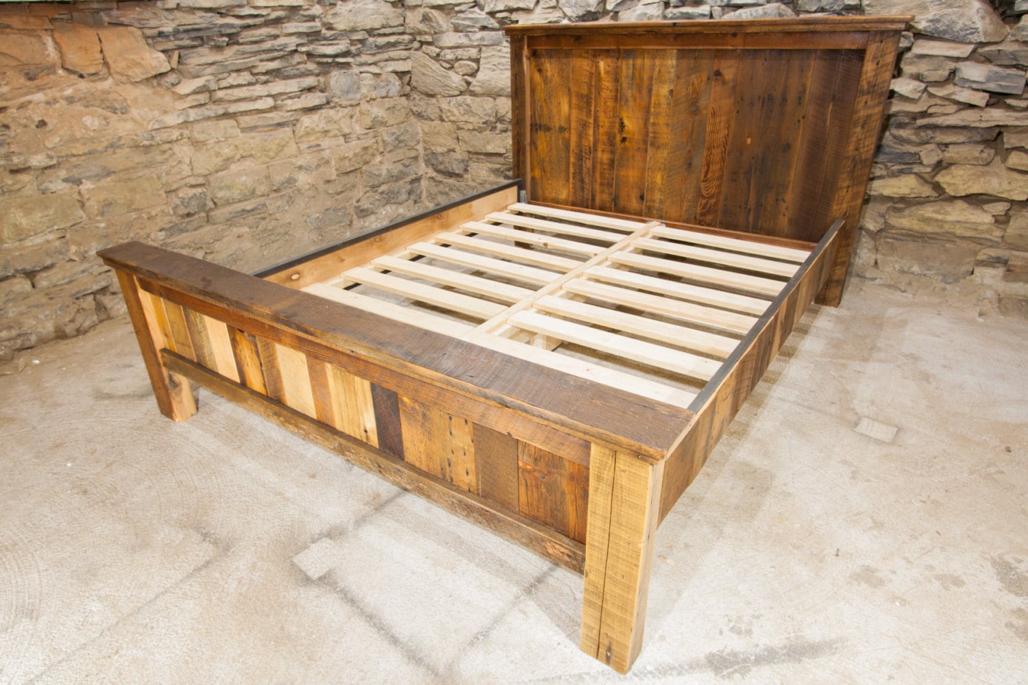 Rustic king size platform bed frame outlet